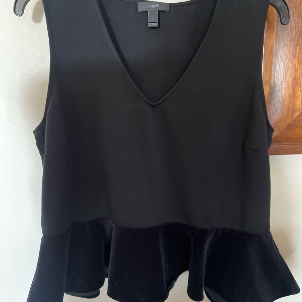 J. Crew Elegant Black V-Neck Peplum Blouse
